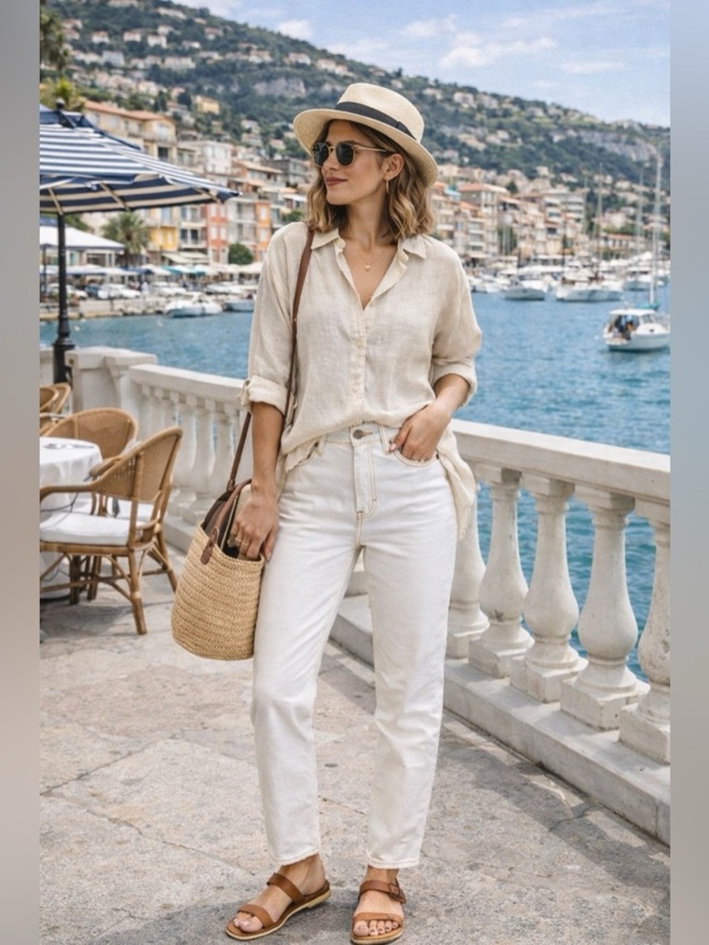 Elizabeth and James Cream High-Rise Straight Jeans